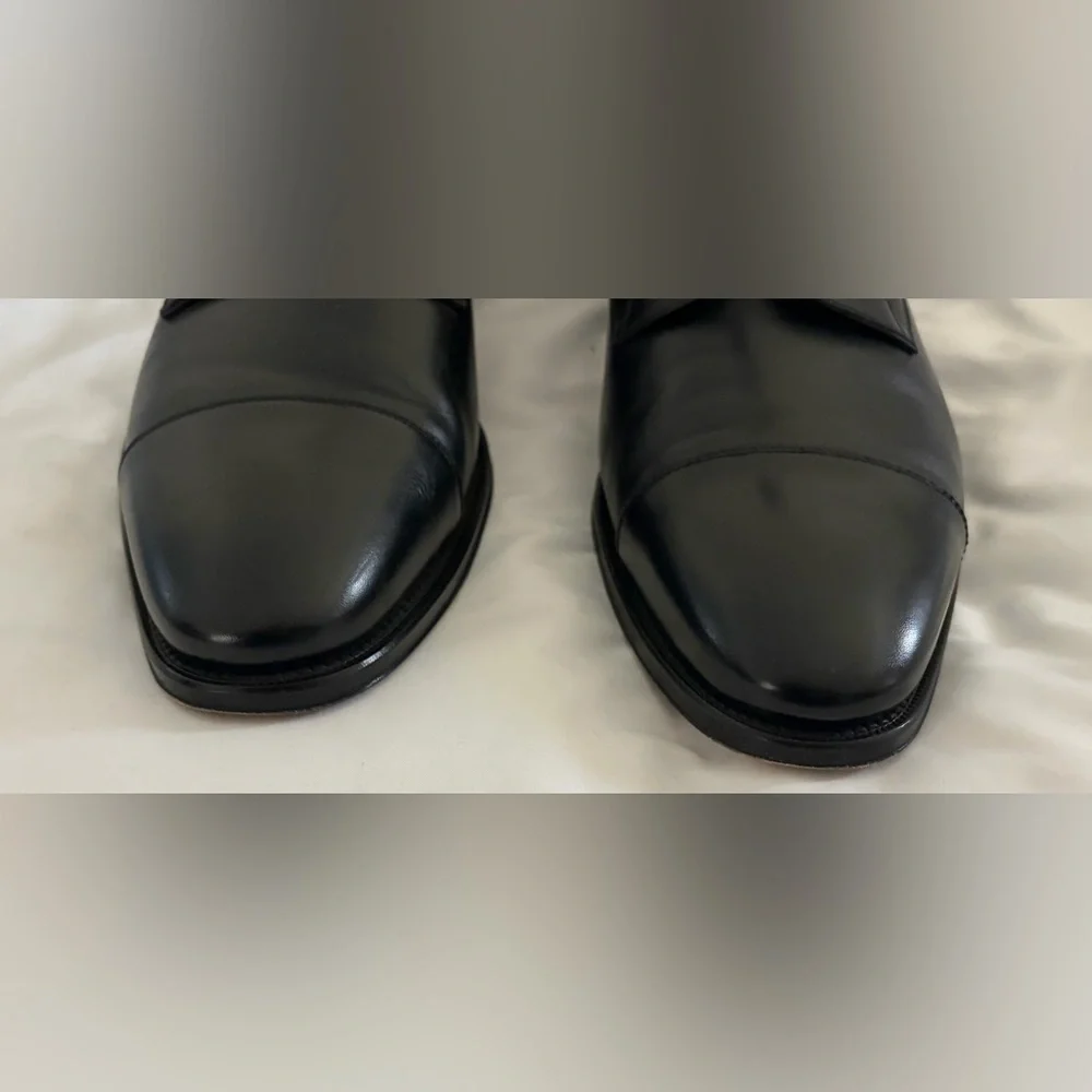 Salvatore Ferragamo Men’s Black Leather Cap Toe Oxford Shoes Size 10.5 EE